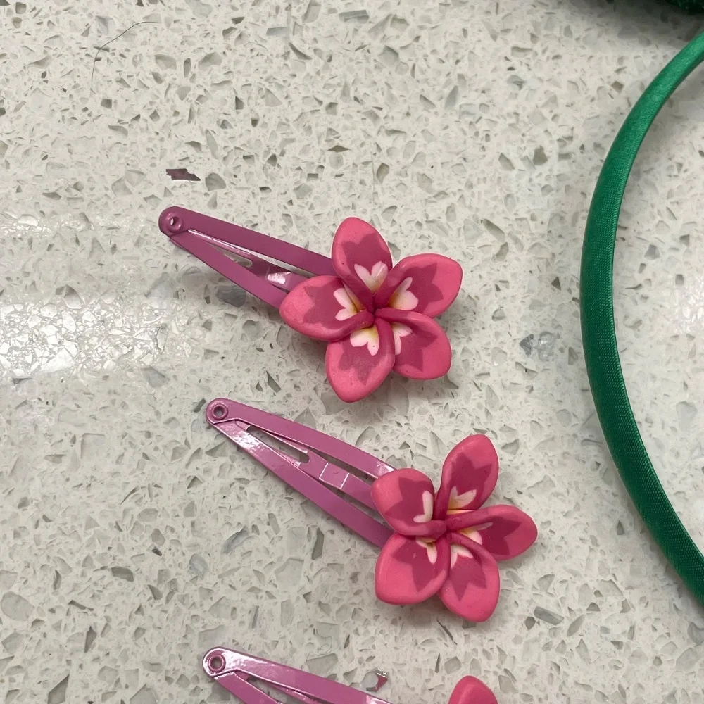 Bundle of Hair Accessories, Hibiscus Hair Clips, Rainbow Hair Ties, Head Bands - Picture 3 of 8